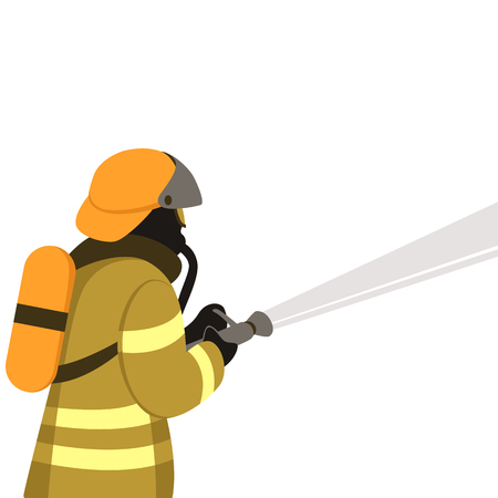 firefighter , vector illustration ,flat style, profile sideのイラスト素材