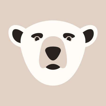 head polar bear, vector illustration, flat style, front viewのイラスト素材