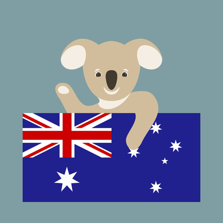 flag of Australia vector illustration , happy australia day, coalaのイラスト素材