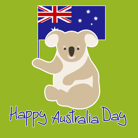 flag of Australia vector illustration , happy australia day, coalaのイラスト素材
