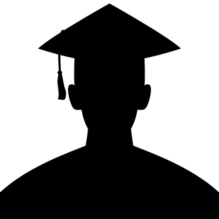 student in mantle, vector illustration,  black silhouette front viewのイラスト素材