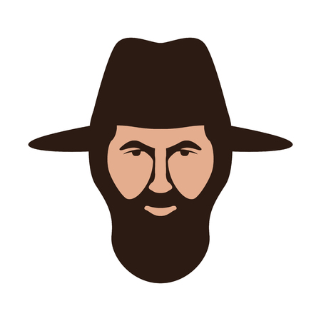 man with hat vector illustration, flat style, front viewのイラスト素材