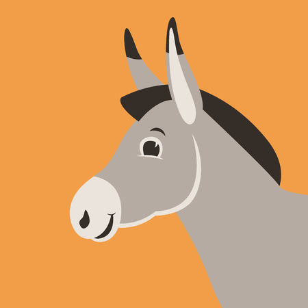 cartoon donkey head, vector illustration ,flat style,profile viewのイラスト素材