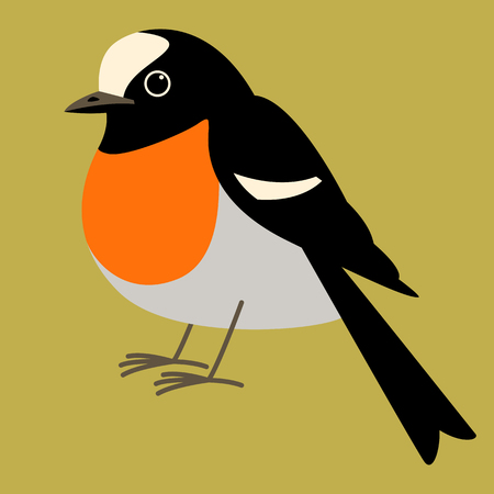 flycatcher bird, vector illustration, flat style,profile viewのイラスト素材