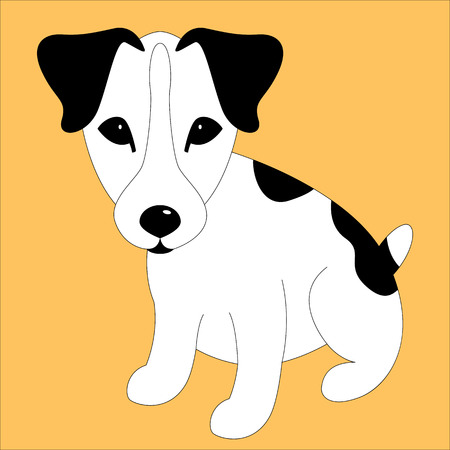 Russell Terrier puppy,   vector illustration, lining drawのイラスト素材