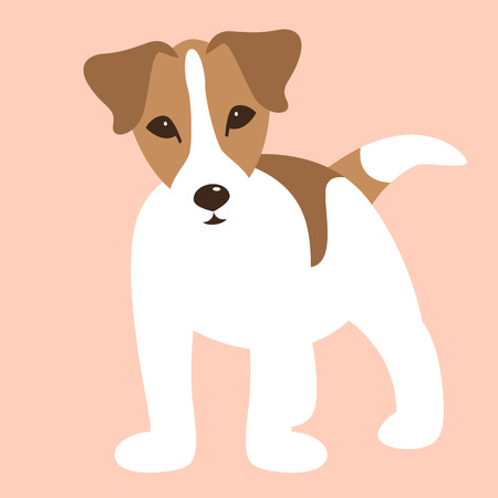 Russell Terrier puppy,   vector illustration, flat styleのイラスト素材