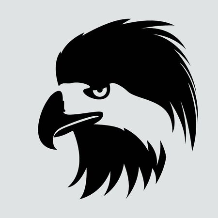 eagle bird head,  vector illustration, black silhouette, profile sideのイラスト素材