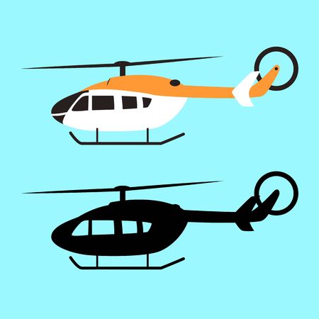 helicopter set, vector illustration, flat style  black silhouette,profile sideのイラスト素材