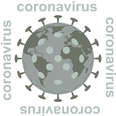 coronavirus and globe, vector illustration,flat style, front viewのイラスト素材
