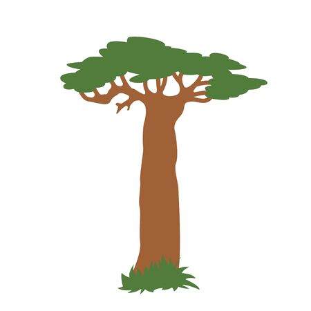 lone baobab tree, vector illustration,flat styleのイラスト素材