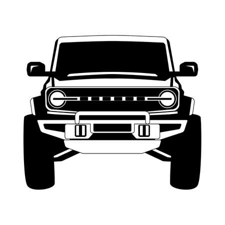 off road truck, front view, vector illustration, flat styleのイラスト素材