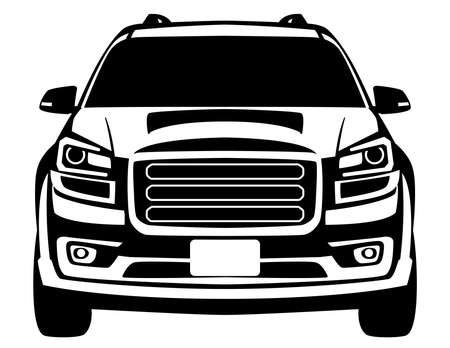 crossover off road truck, vector illustration, front view, flat styleのイラスト素材