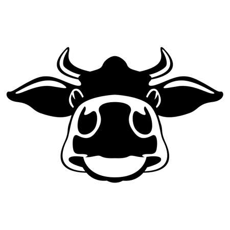 cow face, front view, vector illustration, flat styleのイラスト素材