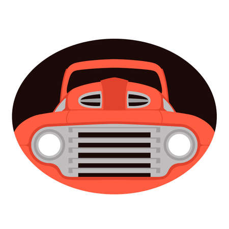 vintage old american car, vector illustration, front view, flat styleのイラスト素材