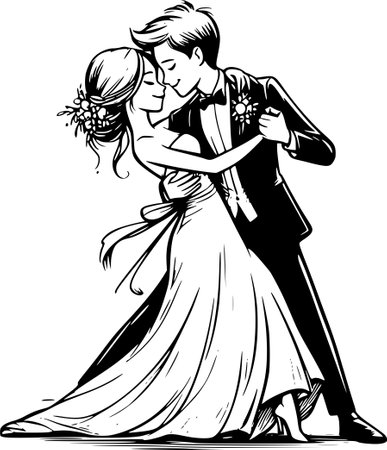 Wedding. Bride and Groom.Vector illustration ready for vinyl cutting. Romantic Wedding Ideas, Engagement Rings, Wedding Planning, Love Quotes, and Coupleのイラスト素材