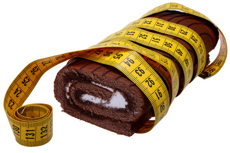 roll tied with meter on a white backgroundの写真素材