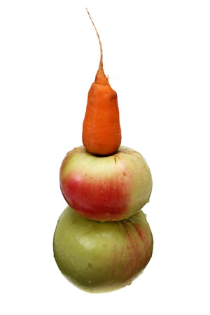 Apple with carrot  isolated on white with Clipping Pathの写真素材