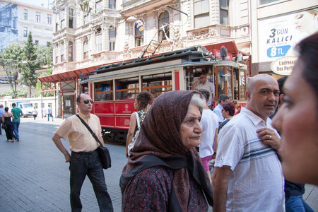 Istanbul, Turkey - July 15, 2015: Turkish men and women walking on Istiklal street in Central Istanbulのeditorial素材