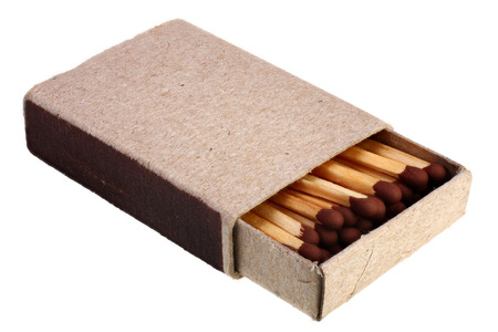 Open Box of Matches on white background with Clipping Pathの写真素材