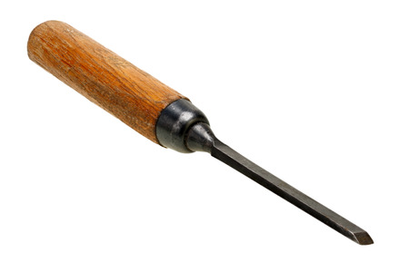 carpenter's chisel on white background with Clipping Pathの写真素材