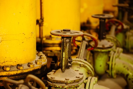 Pipes and valves. Oil and gas pipeline valves. Modern plant with pipeline valves.の写真素材