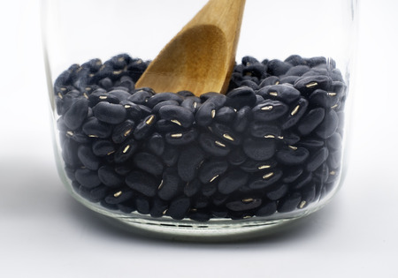 black beans in the glass bottleの写真素材