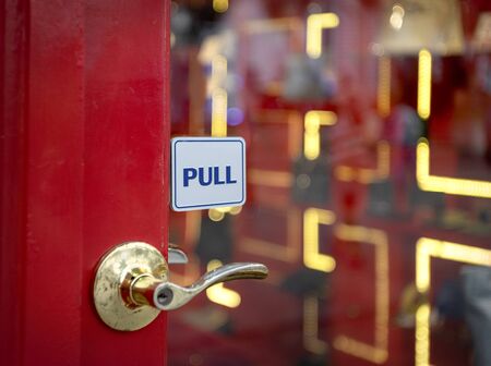 Pull sign restaurant, store, office or otherの写真素材