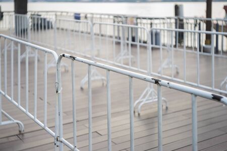 white barricade in the city image photoの写真素材