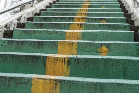 overpass concrete staircase with metal hand railの写真素材