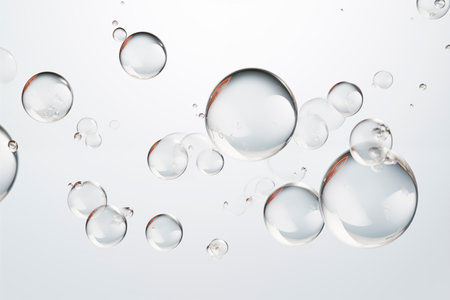 Photo of an air bubbles  on light grey background AI generatedの素材