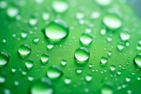 water drops green background image AI generatedの素材