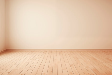 Image photo of empty wood floor with lighting background AI generatedの素材
