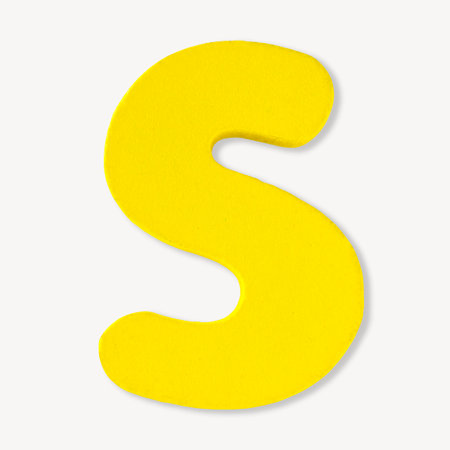 Photo of letter S uppercase alphabet plastic on white backgroundの写真素材