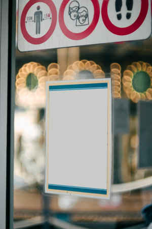 sign on glass doorsの写真素材