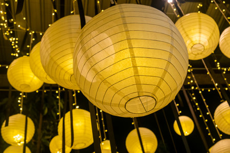 Close up Metal net lamp hangingの写真素材