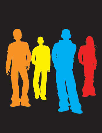 Silhouette of Crowd of Menのイラスト素材