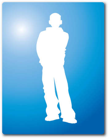 Graphic silhouette of guy with blue backgroundのイラスト素材