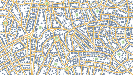 Map navigation to own house.View from above the map buildings. Detailed view of city from above. Graphic tourist map. City top view. Abstract background. Gps Flat style, Vector, illustration isolated.のイラスト素材