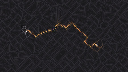 GPS map navigation to own house.View from above the map buildings. Detailed view of the city from...