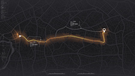 Abstract transportation background. City top view. View from above the map buildings. Gps map...