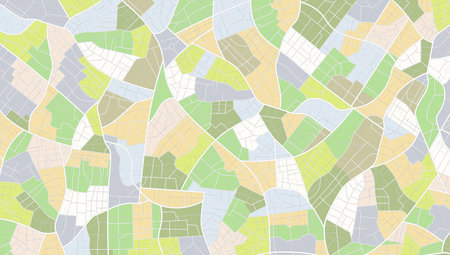 Location tracks dashboard. Town roadmap. City streets and blocks, route distance data, path turns and destination tag or mark. Huge city top view.のイラスト素材
