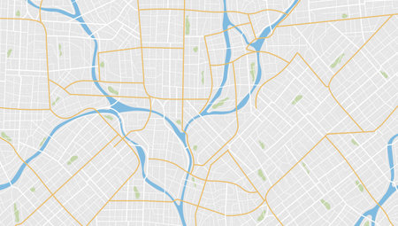 Location tracks dashboard. City street road. City streets route distance data, path turns and destination tag or mark. Huge city top view.のイラスト素材