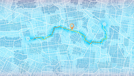 Gps map navigation to own house. City top view. View from above the map buildings. Detailed view of city. Decorative graphic tourist map. Abstract transportation background. Vector, illustration.のイラスト素材