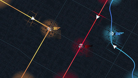 Detailed view of city from above. View from above the map buildings. Gps map. Decorative graphic...