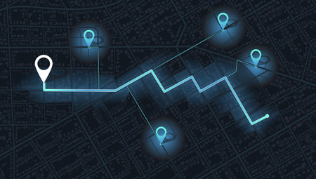 Street roads and location, GPS navigator screen. Decorative graphic tourist map. Street roads and...