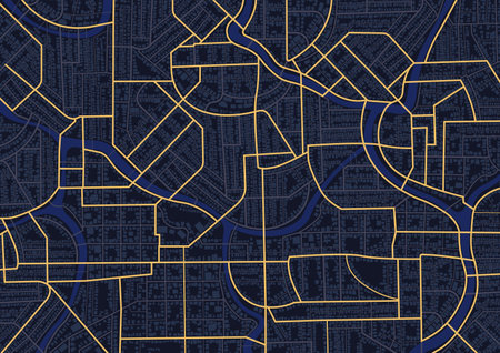 View from above the map buildings. Detailed view of city. Gps map navigation to own house....
