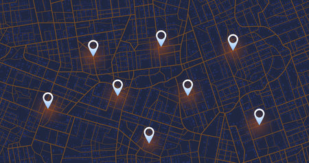 Multiple destinations. Gps tracking map. Track navigation pins on street maps, navigate mapping...