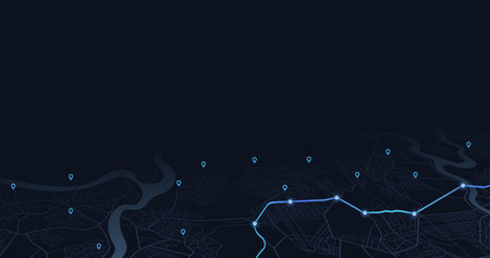 Abstract Map Background. Colorful abstract lines and geometric shapes for dynamic cartographic texture. Ideal for web design, presentations, and advertising projects. Vector illustration. Suitable for print and digital media. High-quality and customizable.のイラスト素材