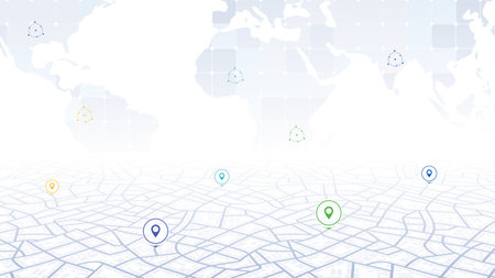 Business relocation, move office to new address or transfer to new location concept. Map navigation pin to new one metaphor of relocation. Vector illustrationのイラスト素材