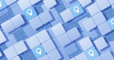 Abstract isometric navigation concept on a background of squares. Squares as symbol of roads....